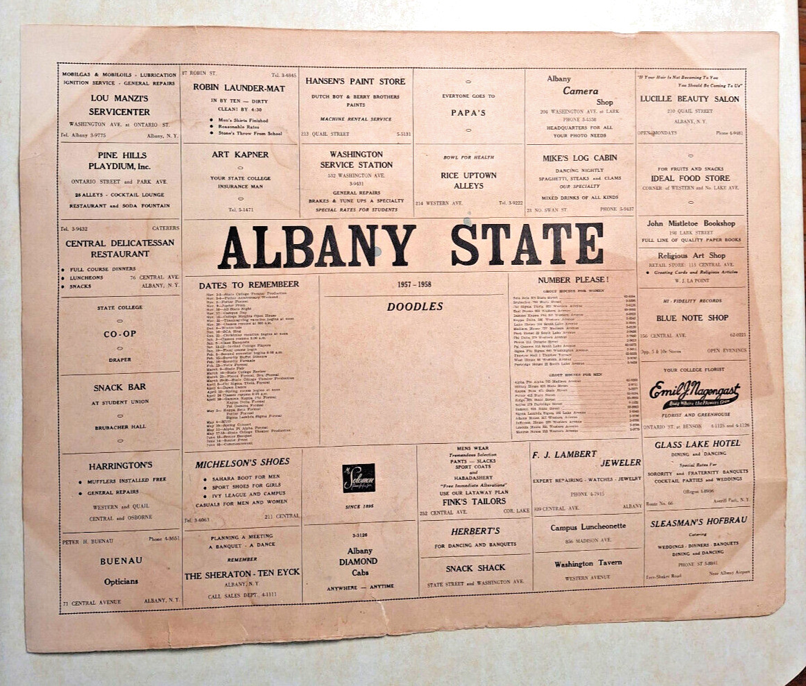 Vintage SUNY Albany NY Poster Wall Directory Hanging 1950s State Campus 24x19