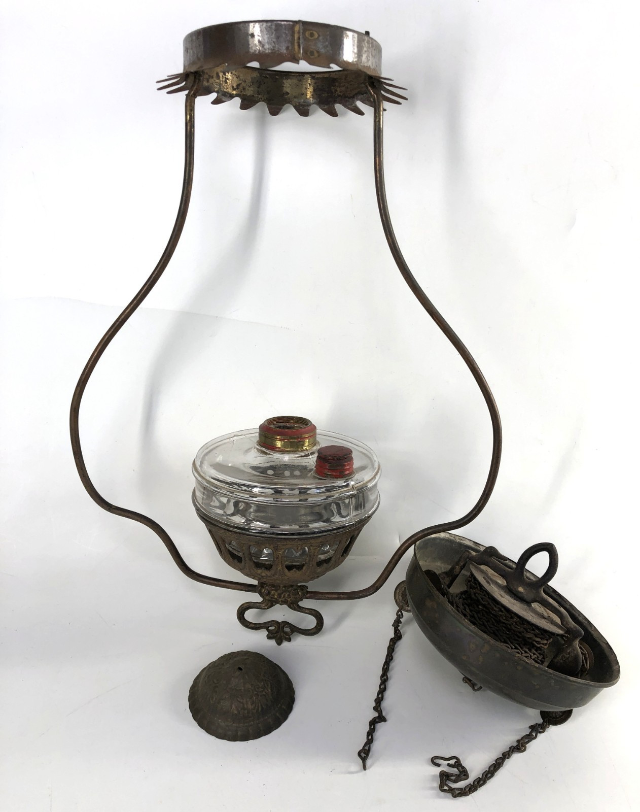 Antique Victorian Parlor Hanging Oil Lamp Chains Parts