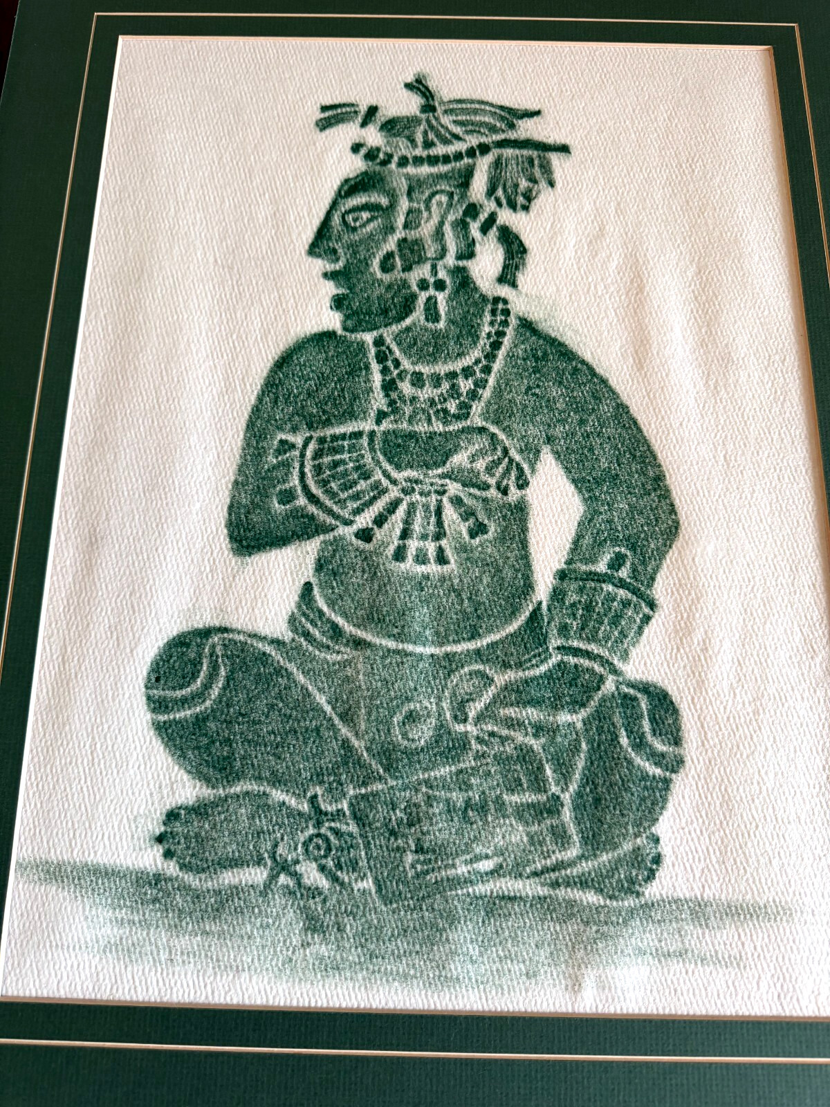 MAYAN PERSONAJA PALENQUE VINTAGE TEMPLE RUBBING CHIADAS CIRCA 65 AD