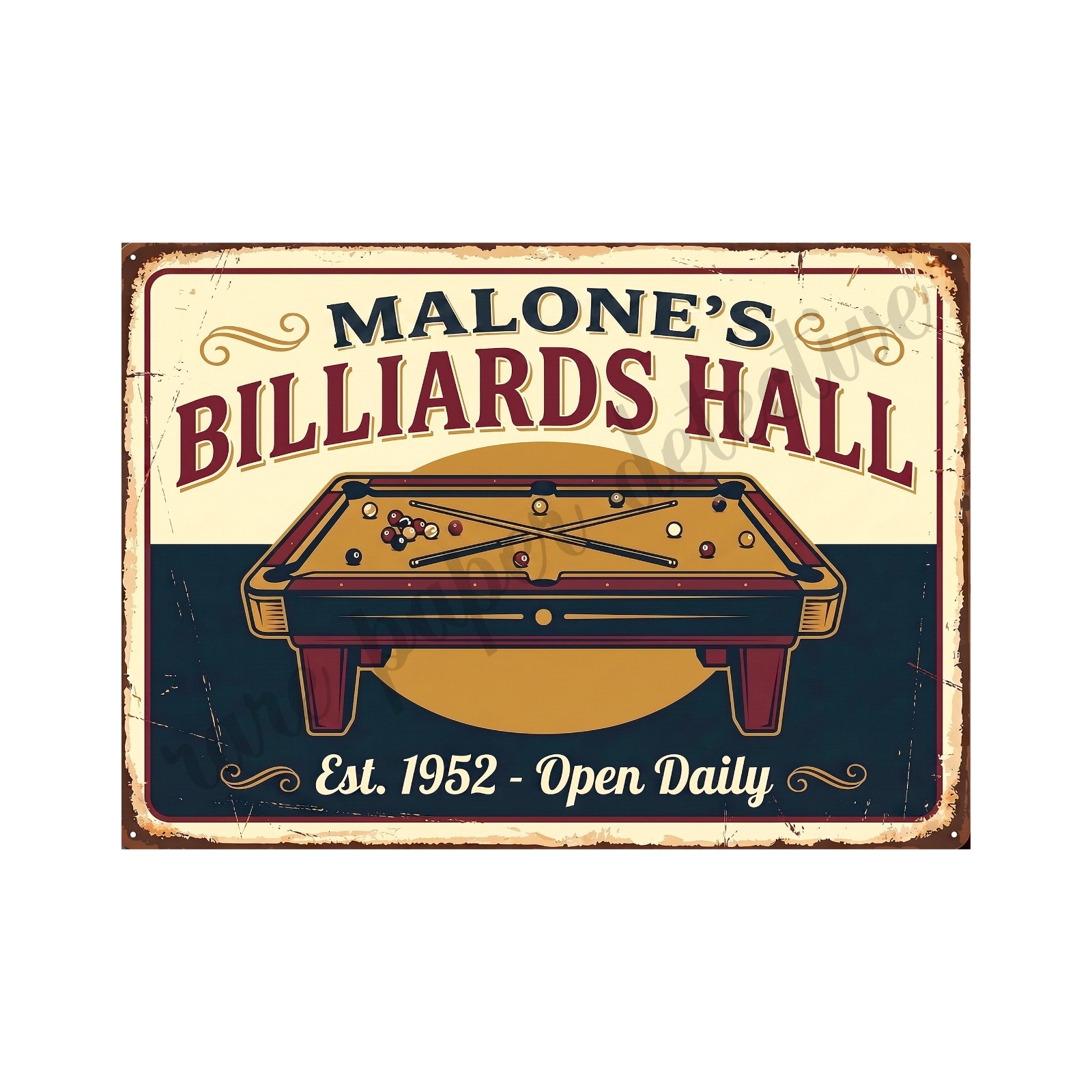 Vintage Advertising Sign Print Billiard Hall, Pool Retro 1950s, 5\