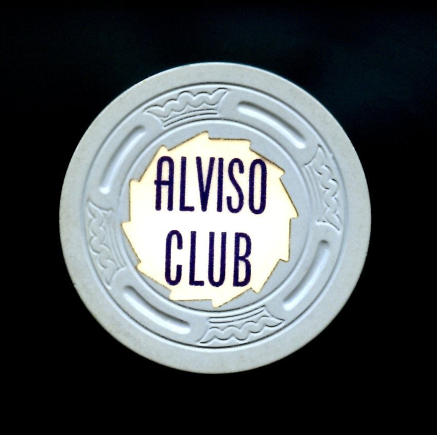 OLD VINTAGE RARE 1960 CALIF CARD ROOM CHIP - $20.00 - ALVISO CLUB - ALVISO CA