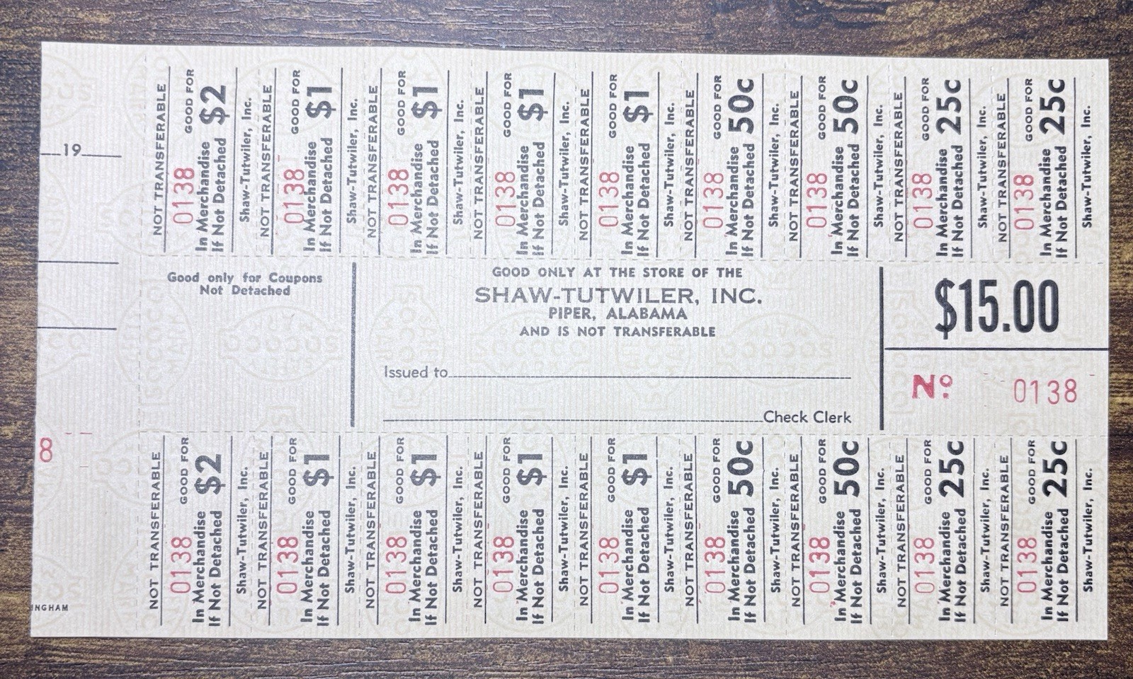 Vintage Store Coupon Book - Shaw-Tutwiler Inc. - Piper Alabama 1940s Vintage Store Coupon Book - Shaw-Tutwiler Inc. - Piper Alabama 1940s