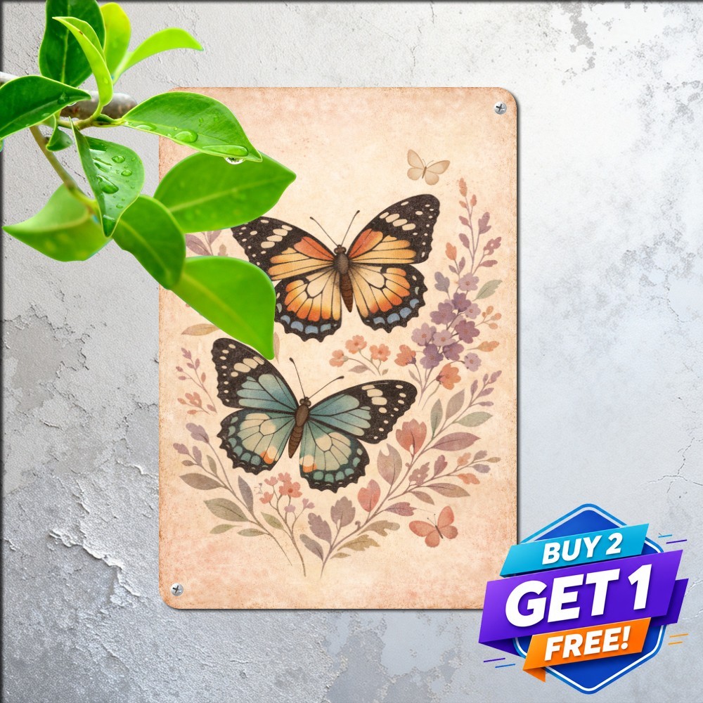 Celestial Butterfly Cosmic Galaxy Sign Mystical Nature Iron Metal Plaque 8x12