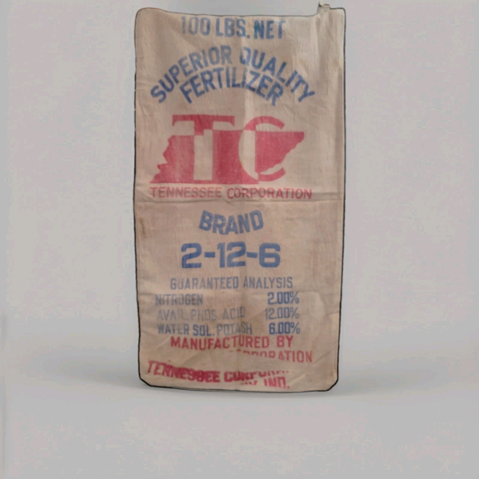 Vtg T C ( tennessee corporation) superior quality fertilizer canvas bag 2-12-6