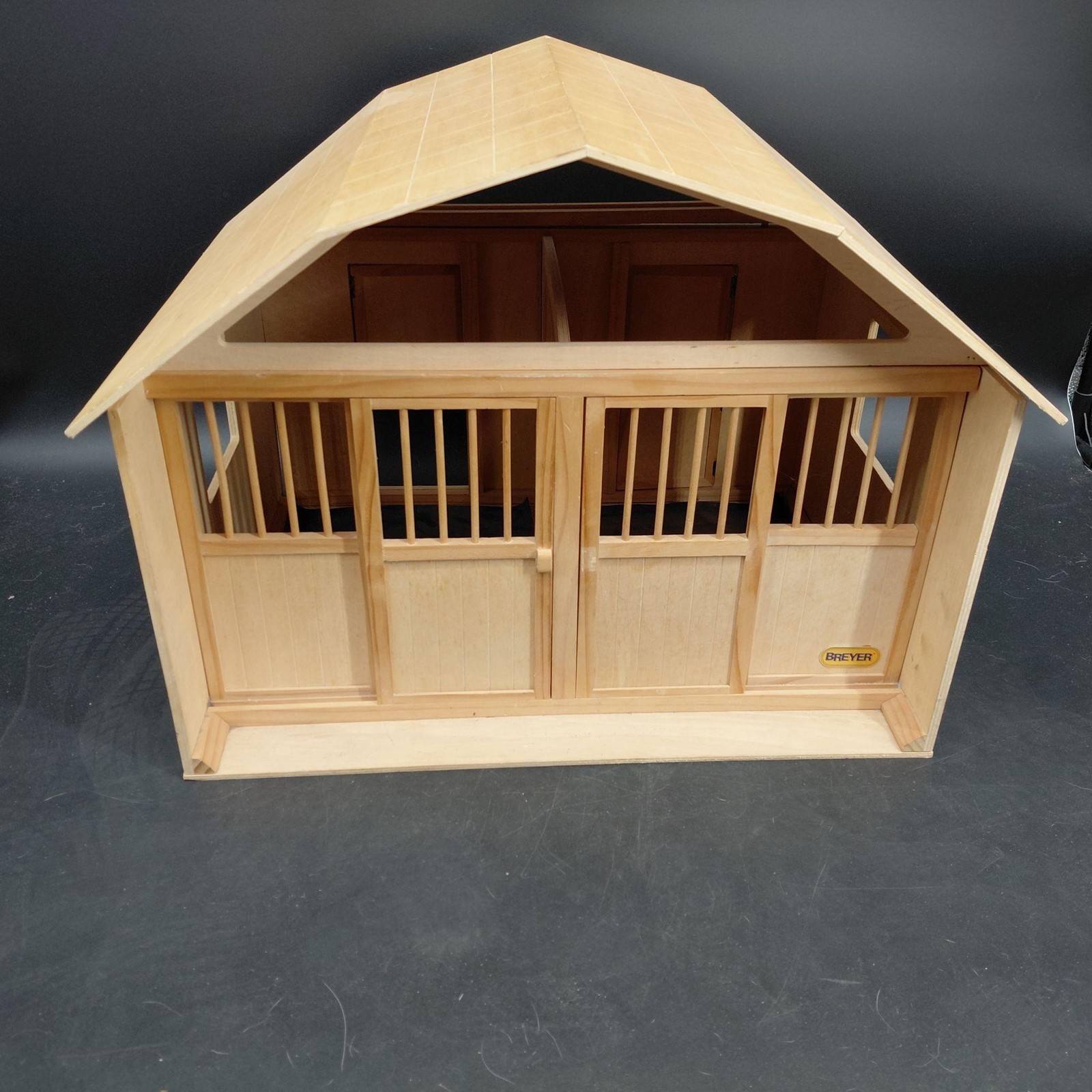 Breyer Wood Horse Barn Stable 2 Stall Doors Model Horse Toy Natural Wood FLAWS