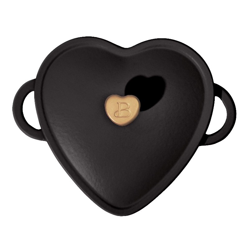 Beautiful by Drew Barrymore 2 qt Heart-Shaped Enameled Cast, Black Sesame