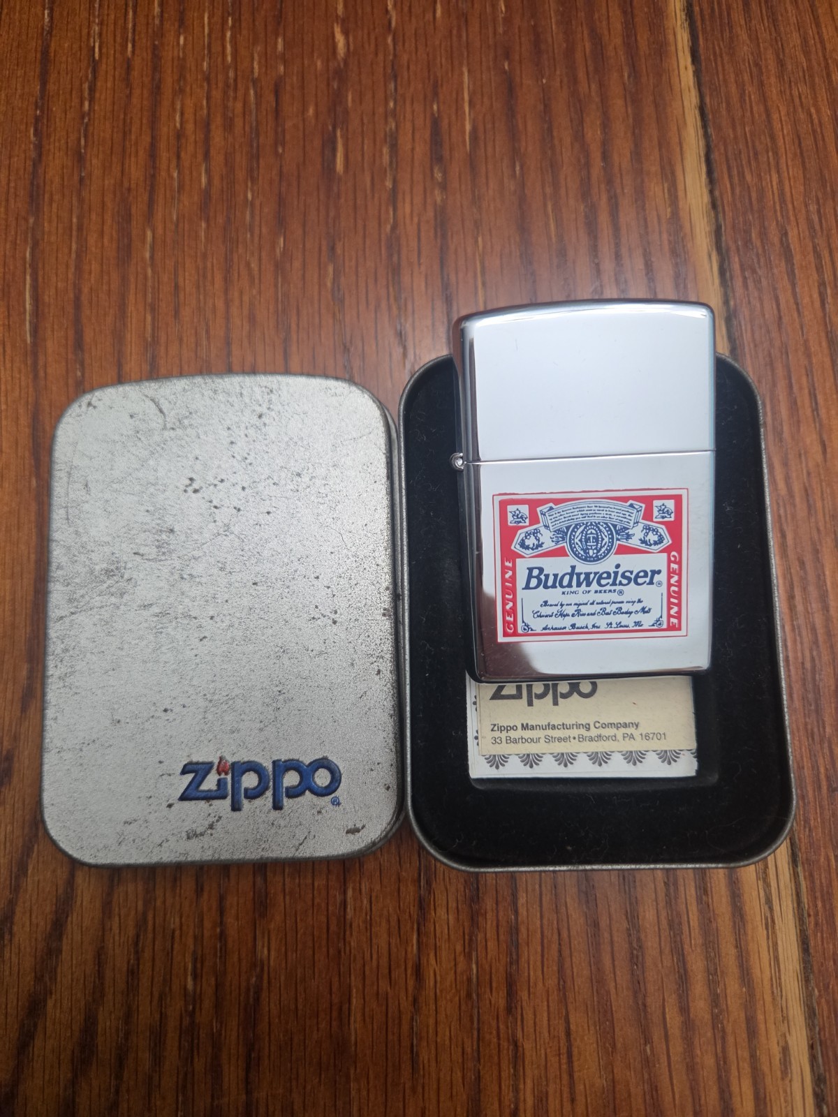 Vintage 1999 Unstruck Budweiser Logo Bradford Pa Zippo.