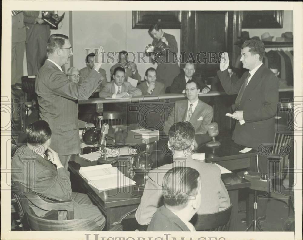 1951 Press Photo Sen. Estes Kefauver at Crime Gambling Probe hearing - nei16035