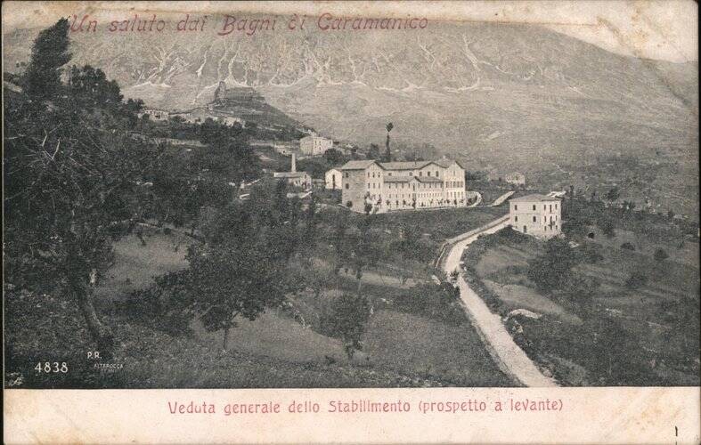 Caramanico Terme, Italy Un saluio dai Bagni di Original Vintage Postcard