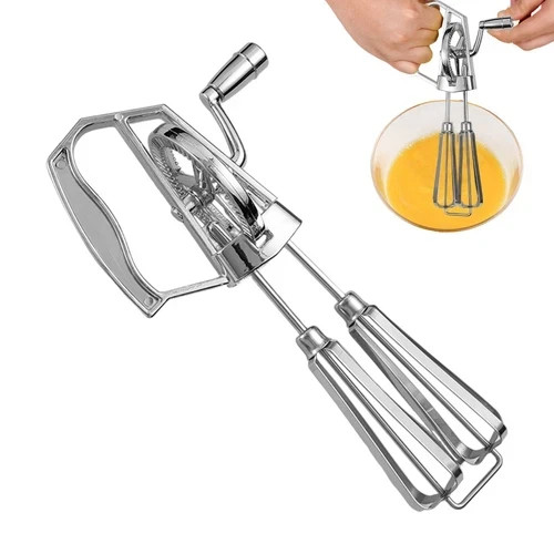 Egg Beater Manual Crank Hand Mixer Blender Stainless Steel Kitchen Tool