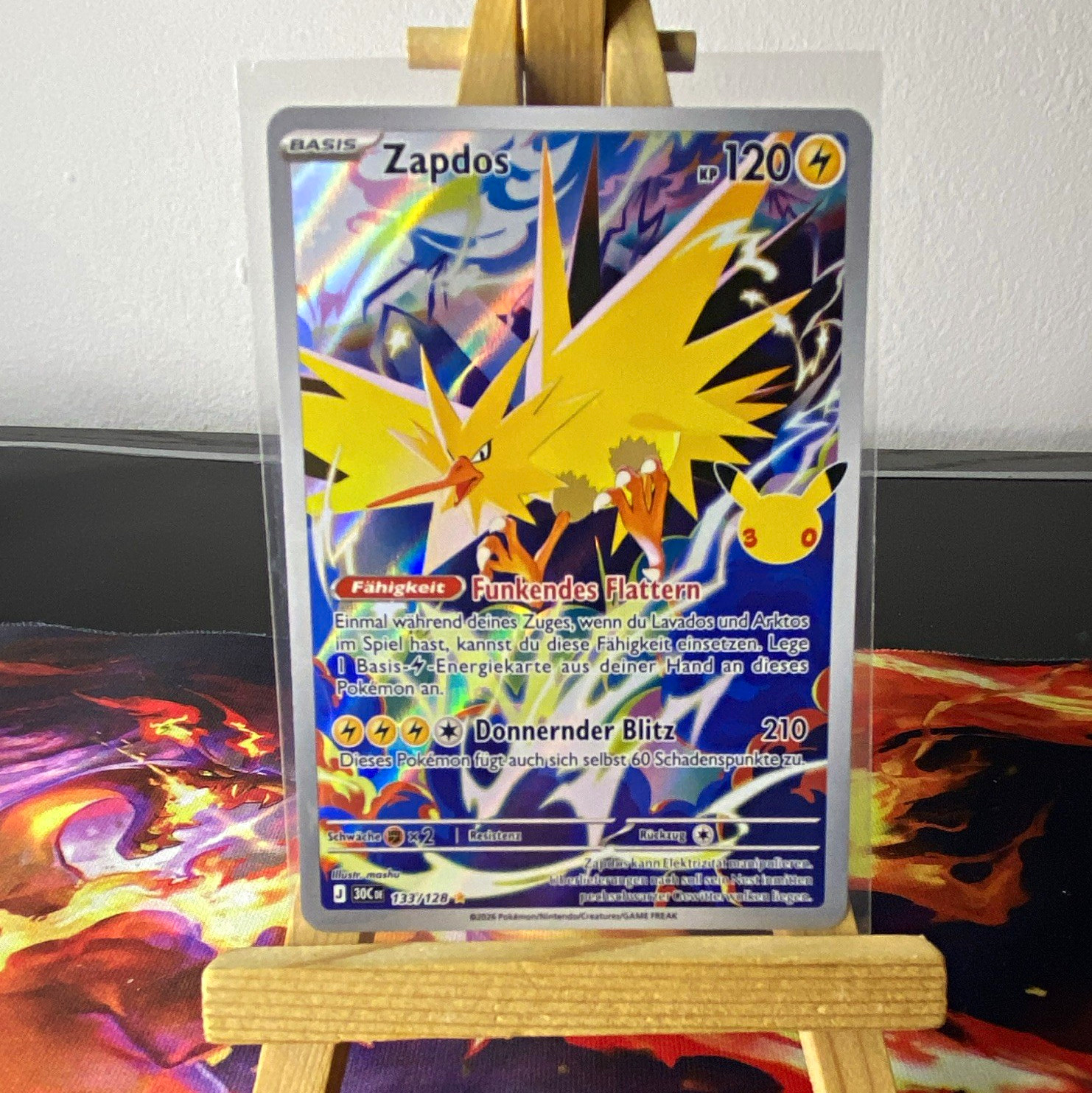 Pokemon Card - Zapdos 133/128 - Illustration Rare - German - 30th Anniversary