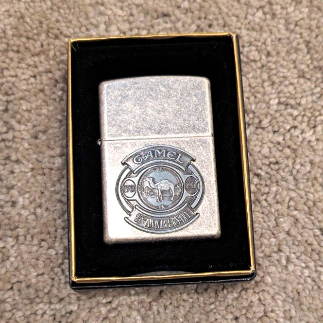 Zippo Camel 85th Anniversary Antique Silver Plate Lighter w/ Box