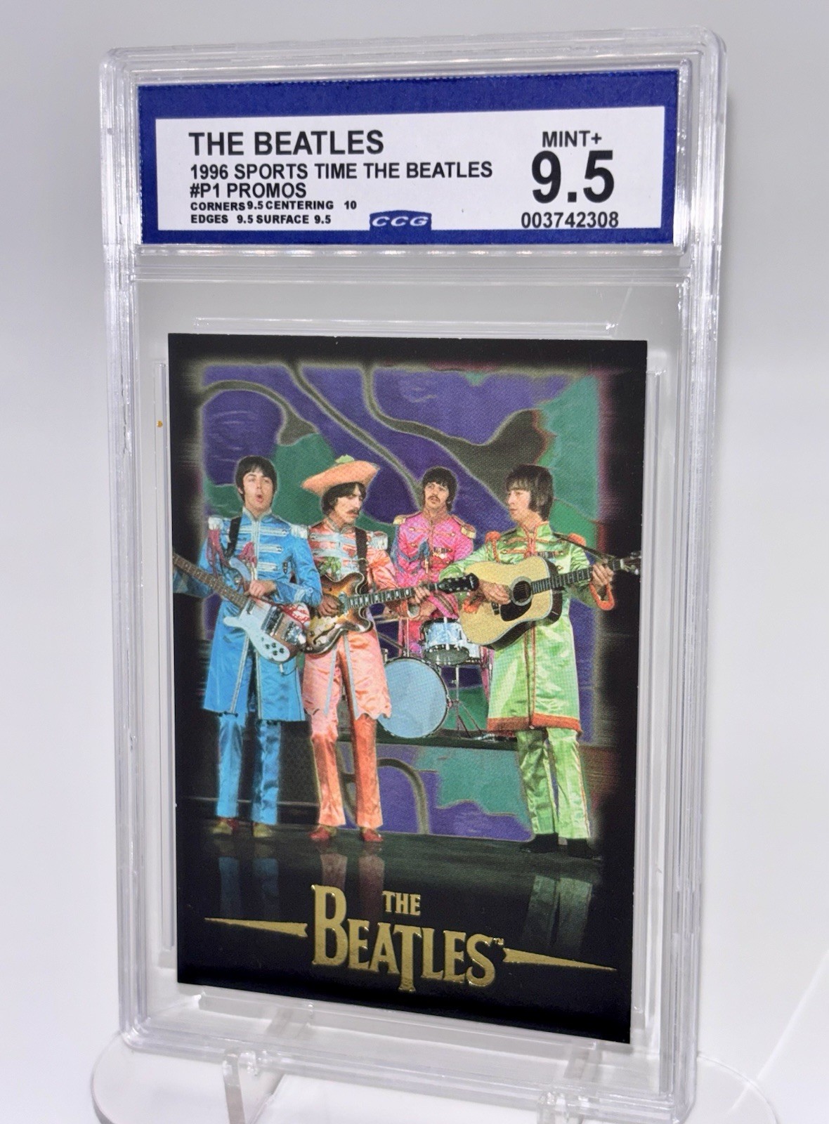 The BEATLES 1996 Sports Time Apple Corps Limited Card P1 Graded Mint 9.5 
