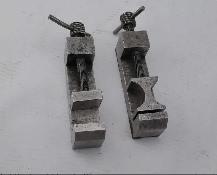 Two Small Toolmakers Handmade Vises - 1 for Round Stock, 1 for Square Stock
