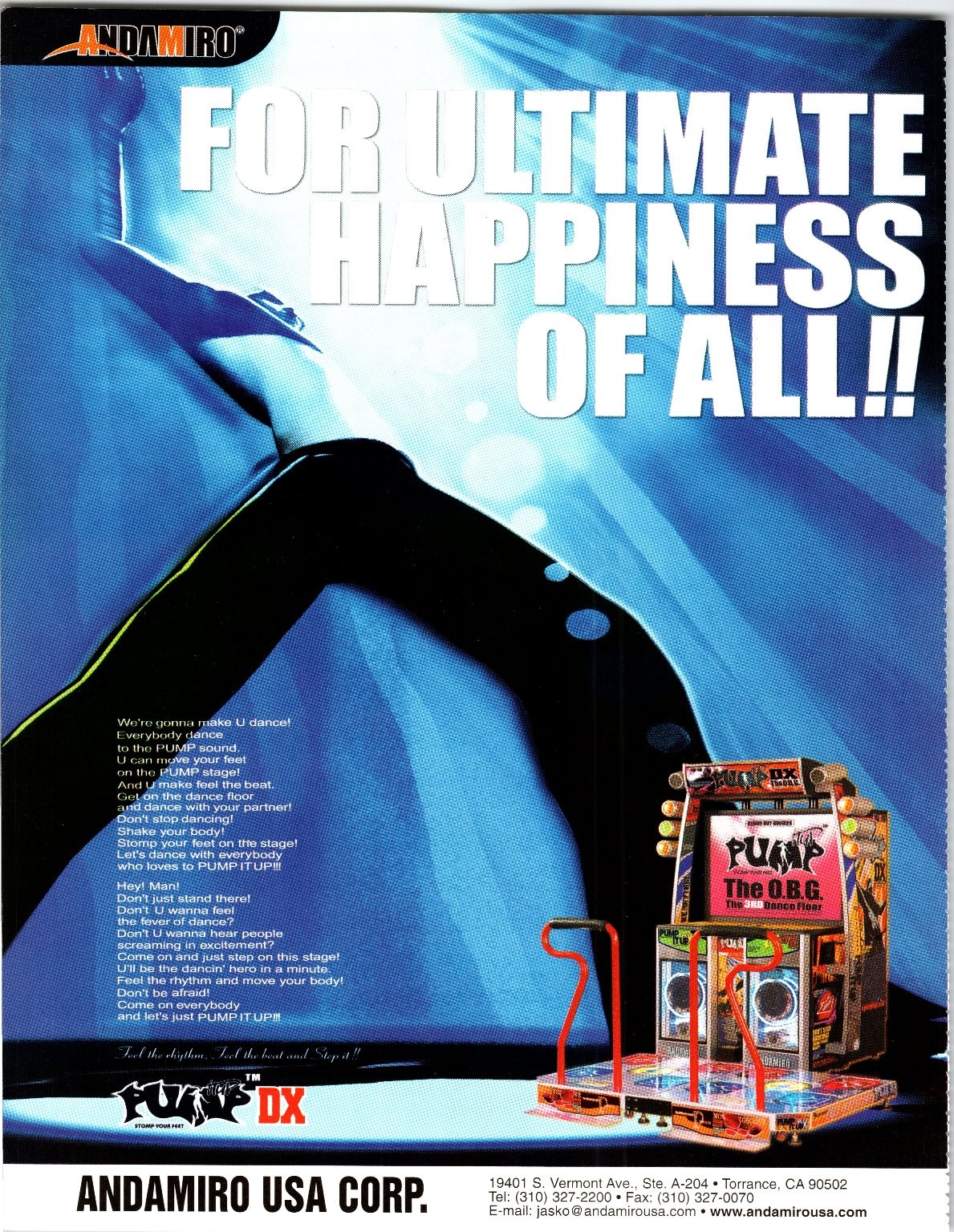 Andamiro Magazine Ad Pump DX Dance Game 2000s Arcade Machine