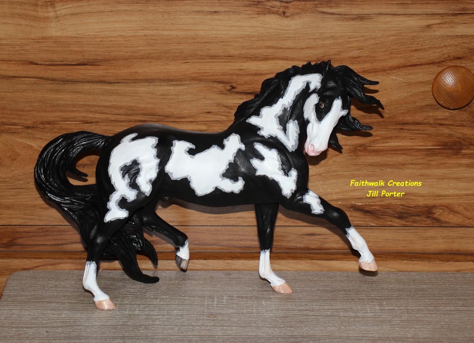 OOAK CM Breyer Traditional Esprit Model Custom Black and White Overo Horse READ