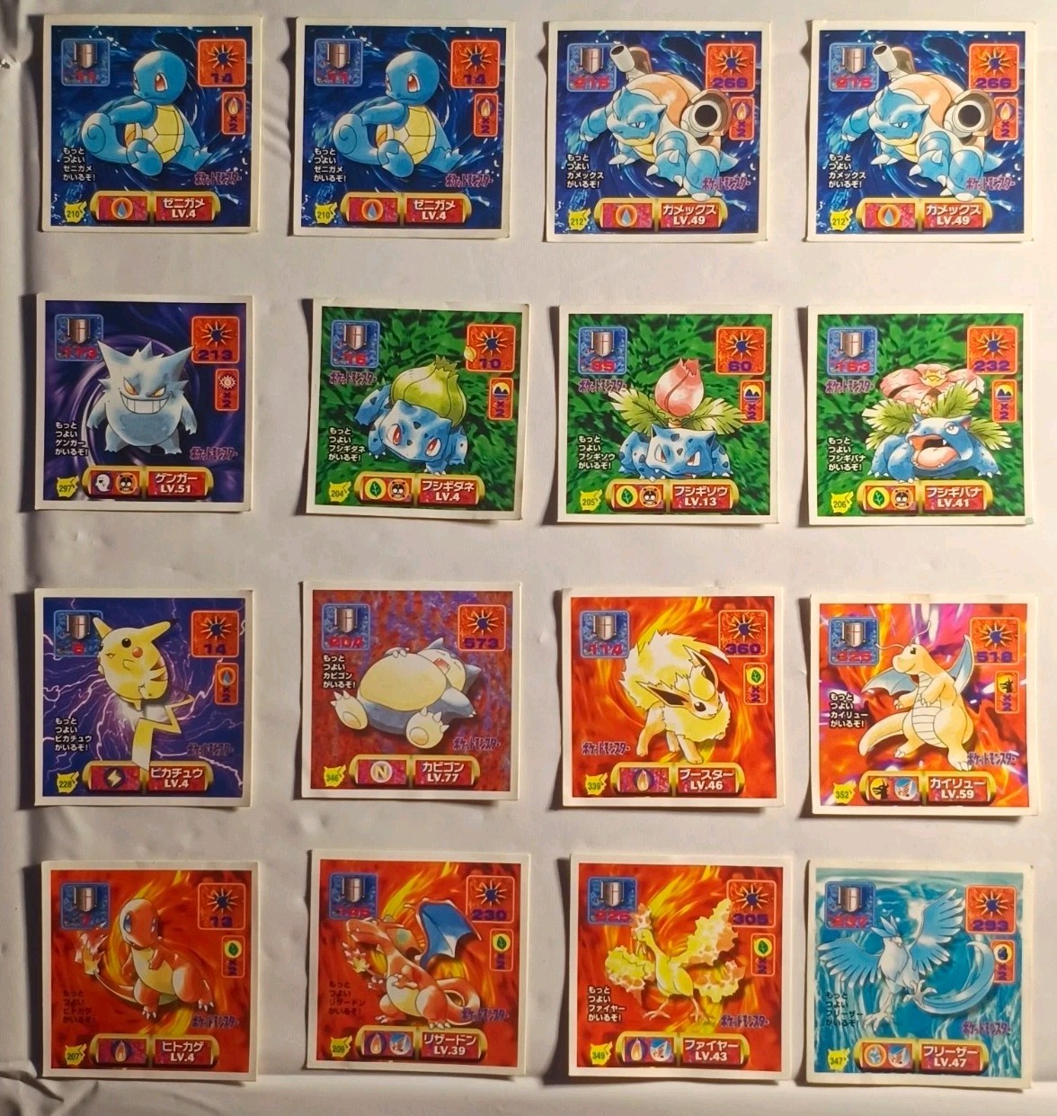 1997 Pokemon Amada Sticker Lot Charizard Pikachu Gengar Blastoise Vintage Japan
