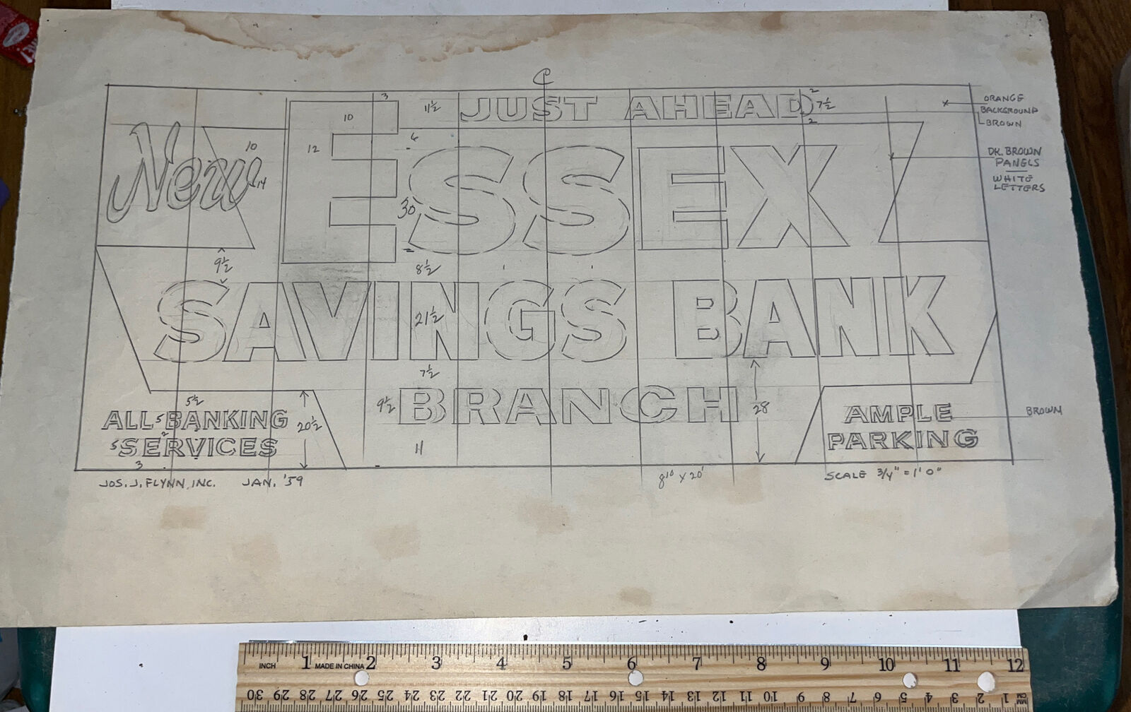 Vintage 1959 Billboard Advertising Sample Mock-Up for Essex Savings Bank