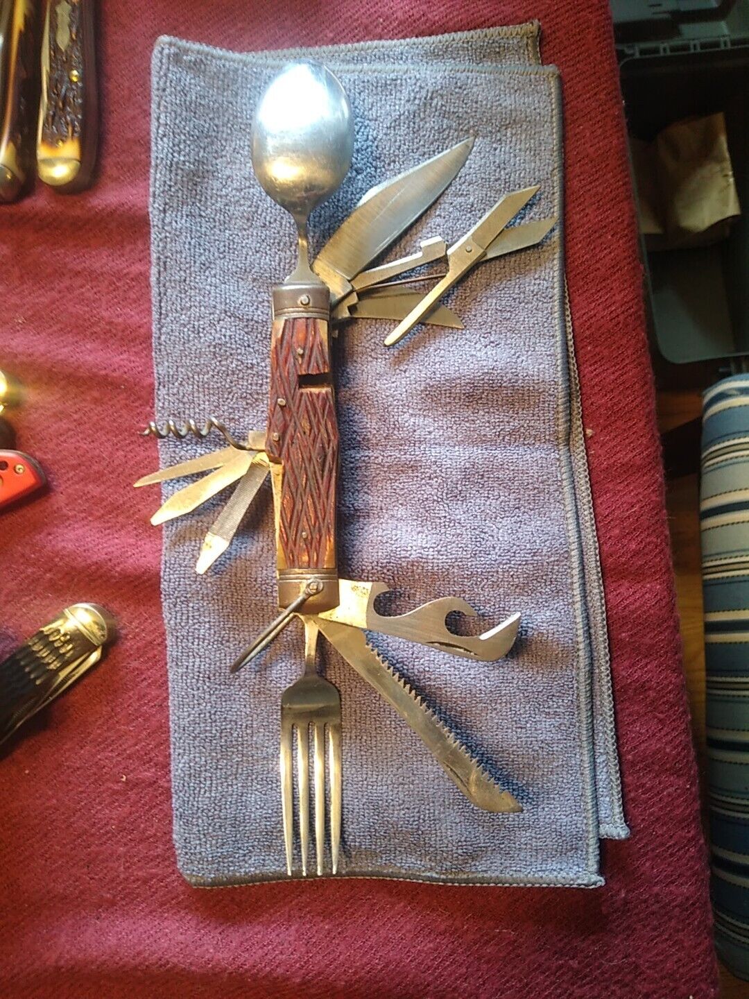 Vintage, Boy Scout, Hobo, Camping, Pocket Knife W/ Case, Spoon Fork - 1960's