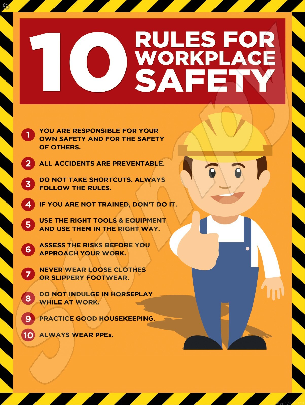 10 Rules For Workplace Safety Metal Sign 9\