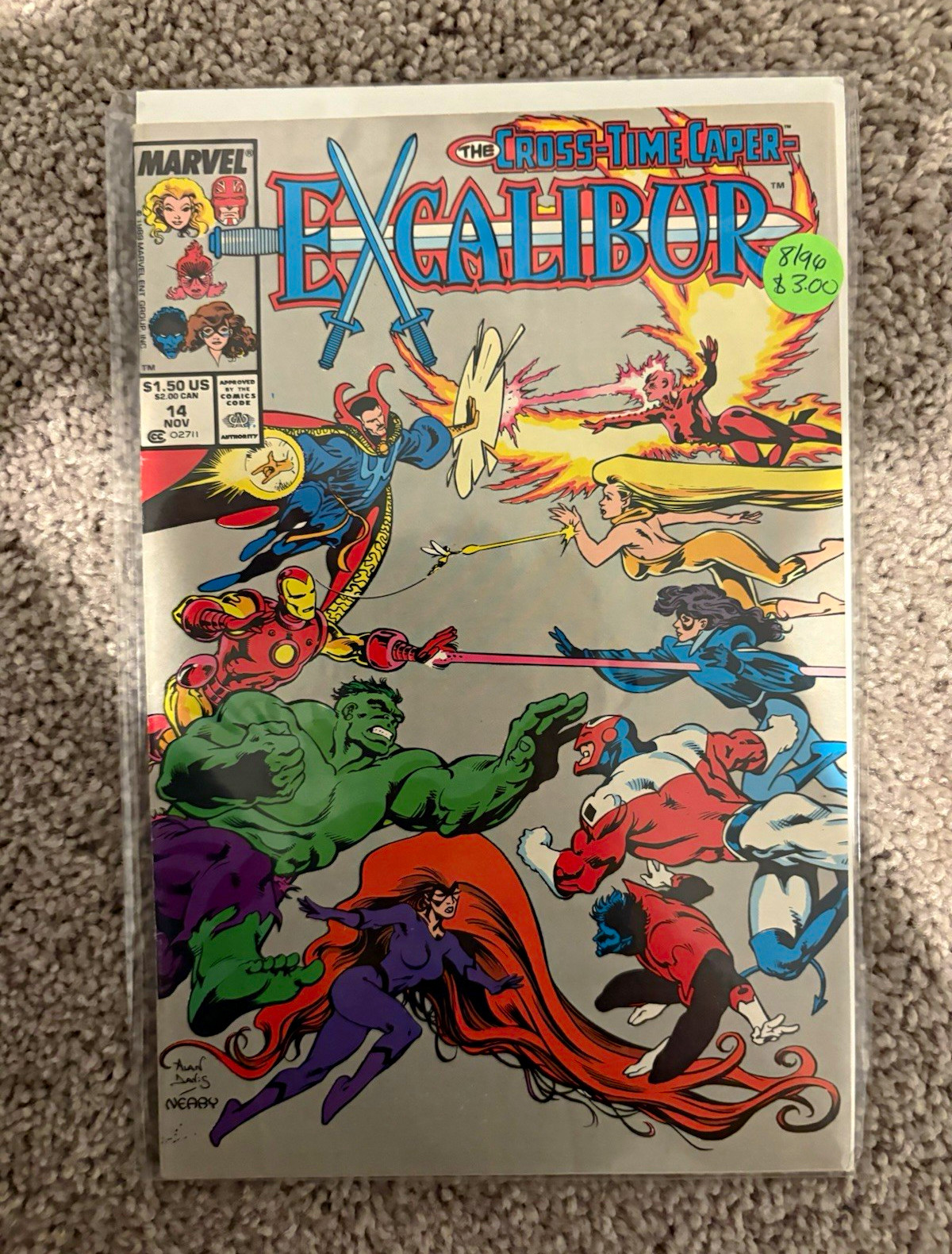 Marvel Excalibur Comic Book Lot of 4 1989 Claremont #13 #14 #33 #34 Direct