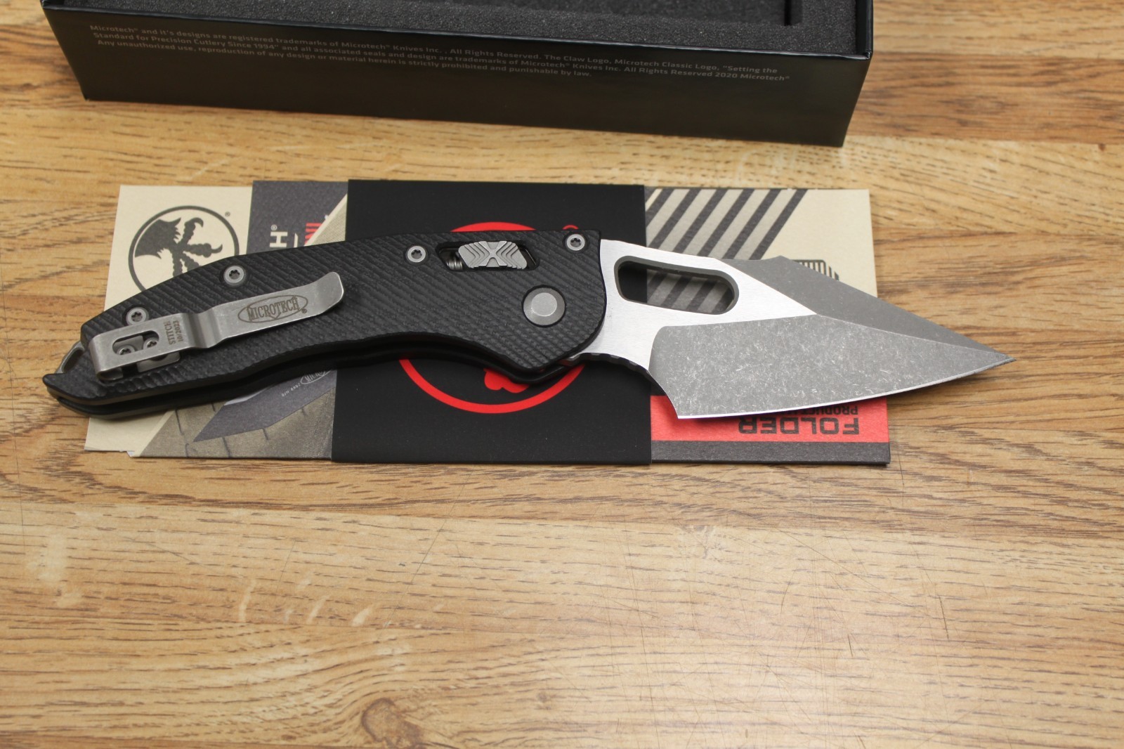 LNIB Microtech MANUAL Stitch RAM LOK  S/E Fluted Black G-10 Apocalyptic
