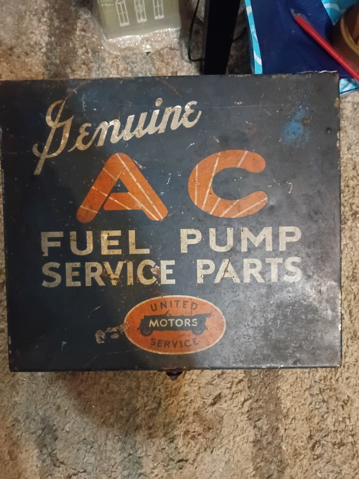 Genuine AC Fuel Pump Service Parts United Motors Service Metal Sign/Box Genuine AC Fuel Pump Service Parts United Motors Service Metal Sign/Box