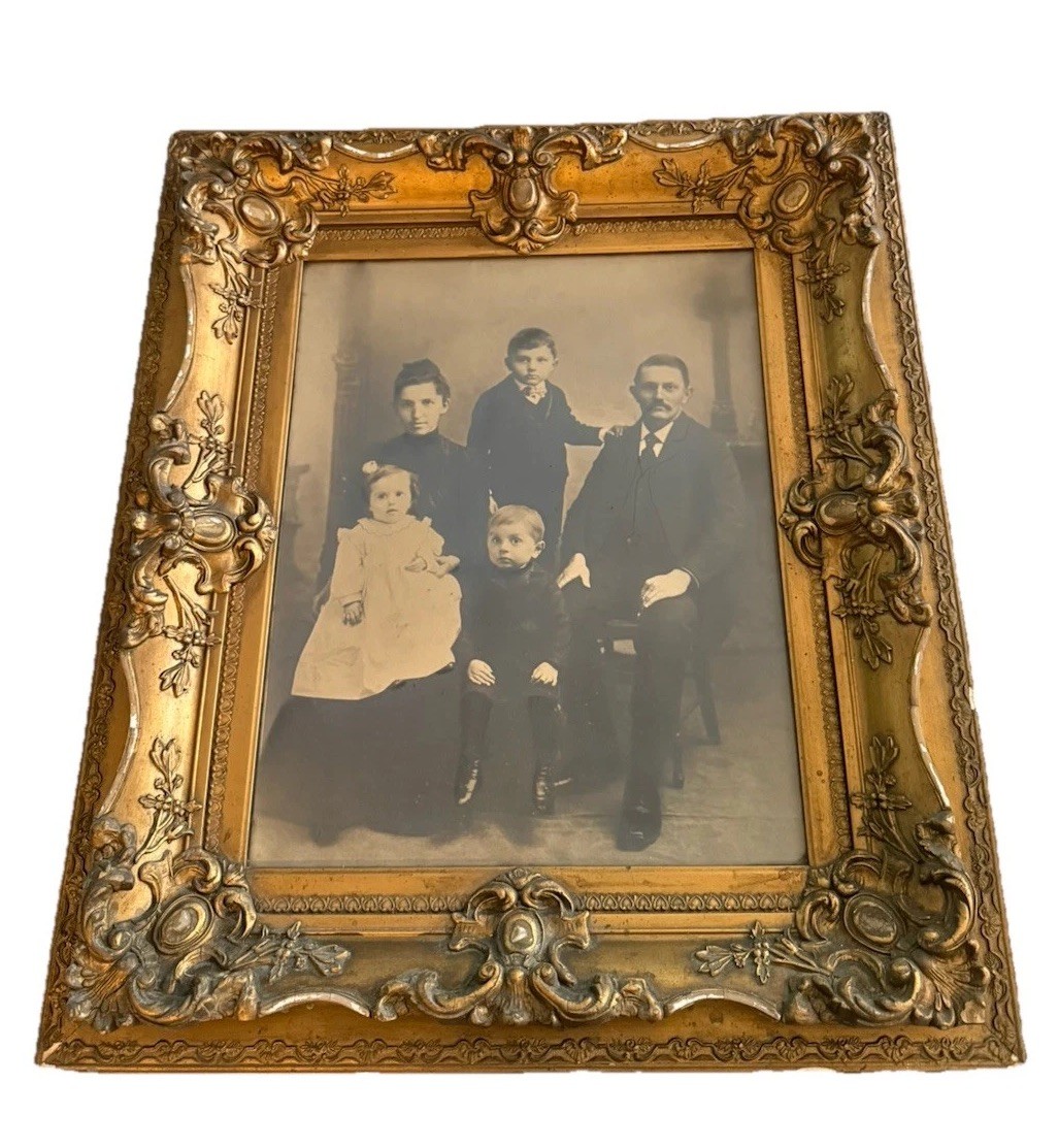Antique Framed Victorian Family Photograph 1890-1910 Large 25.5 “X 29.5” Frame