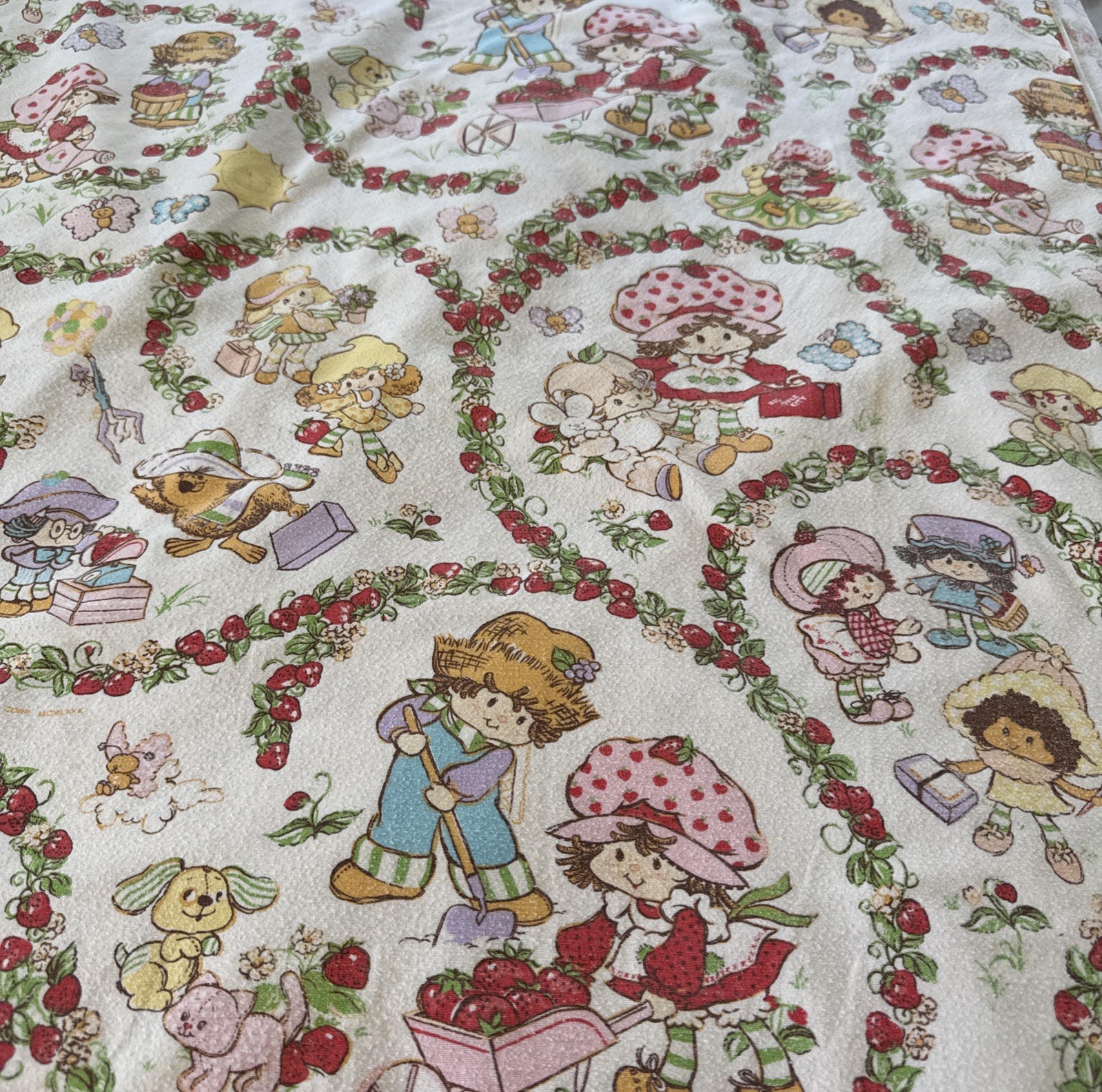 VTG 1980s Strawberry Shortcake Twin Flat Flannel Sheet Bibb Cotton Comfort As Is VTG 1980s Strawberry Shortcake Twin Flat Flannel Sheet Bibb Cotton Comfort As Is