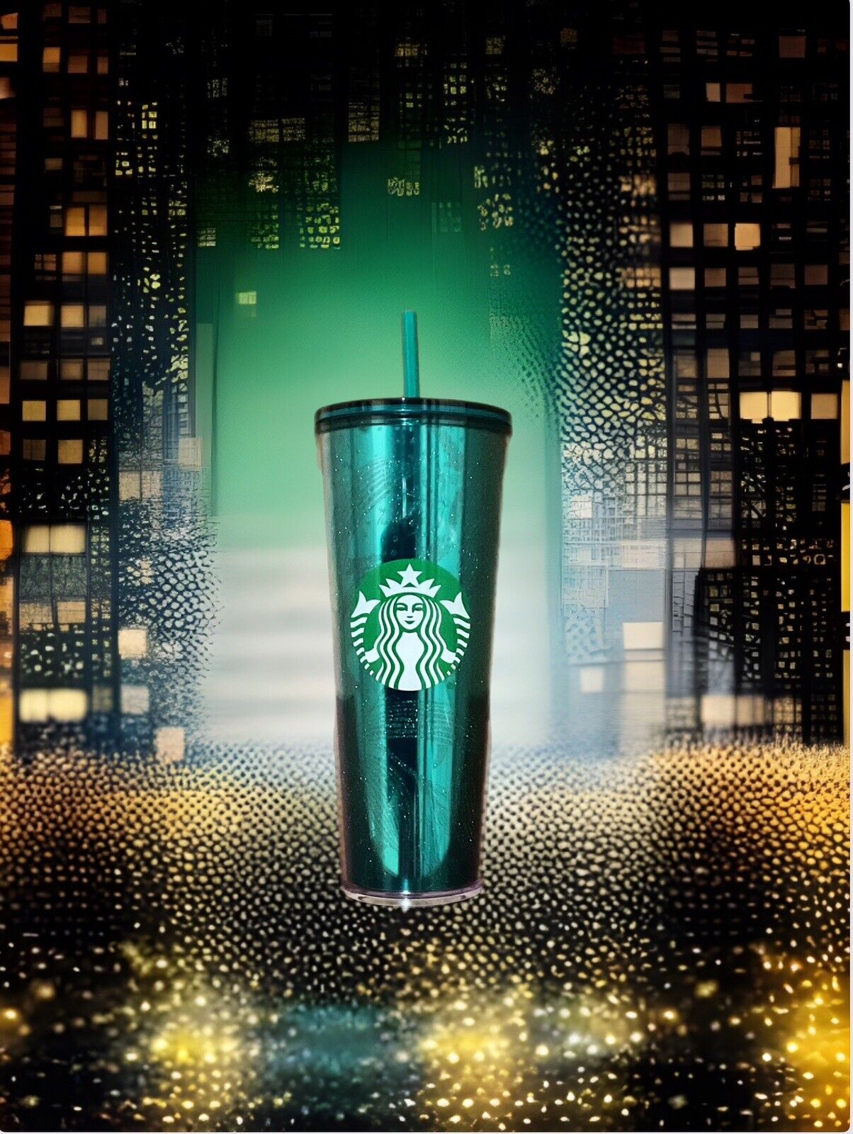 Starbucks Fall 2021 Emerald Sparkle Green Glitter 24oz Tumbler Cold Cup