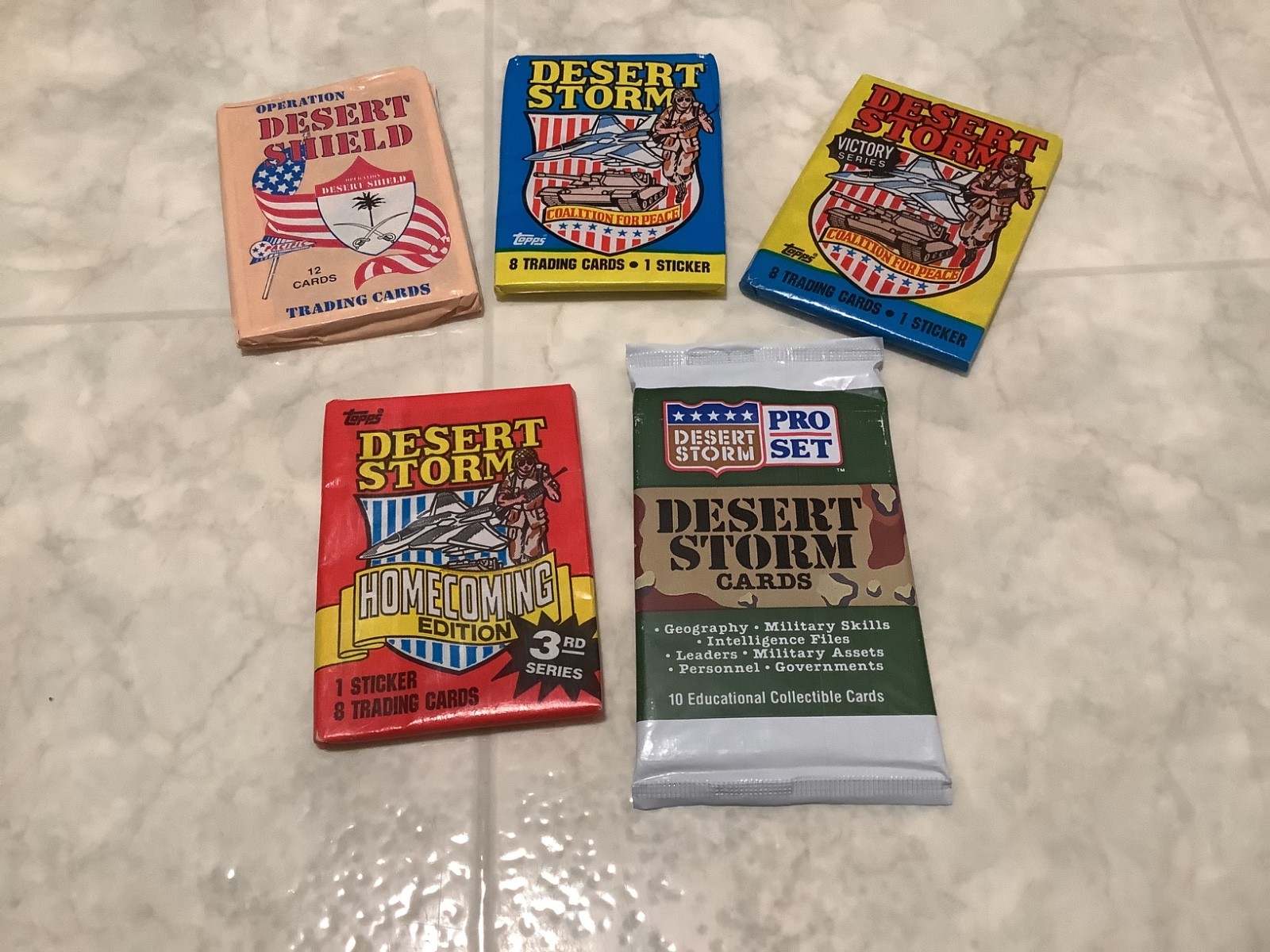 1991~Topps/Pro Set/Pacific~Desert Storm/Shield~Variety *Lot Of 5* Unopened Packs