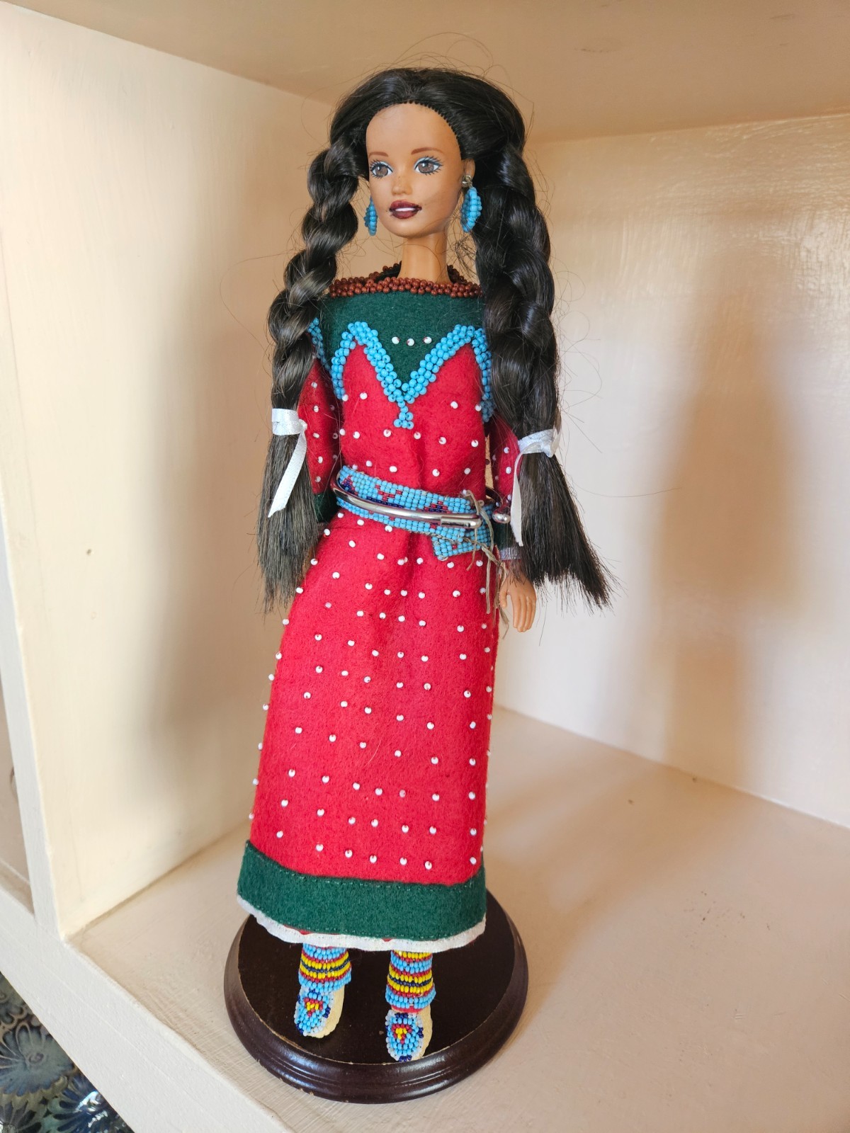 Crow Indian Woman Handcrafted Altered Beaded Barbie Art Doll OOAK