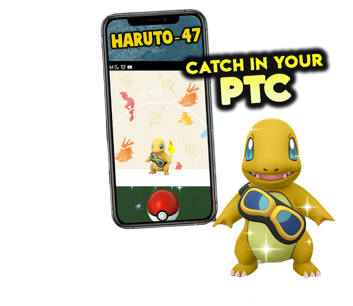 Pokemon Shiny Charmander Goggles with special background Catch in your P T C