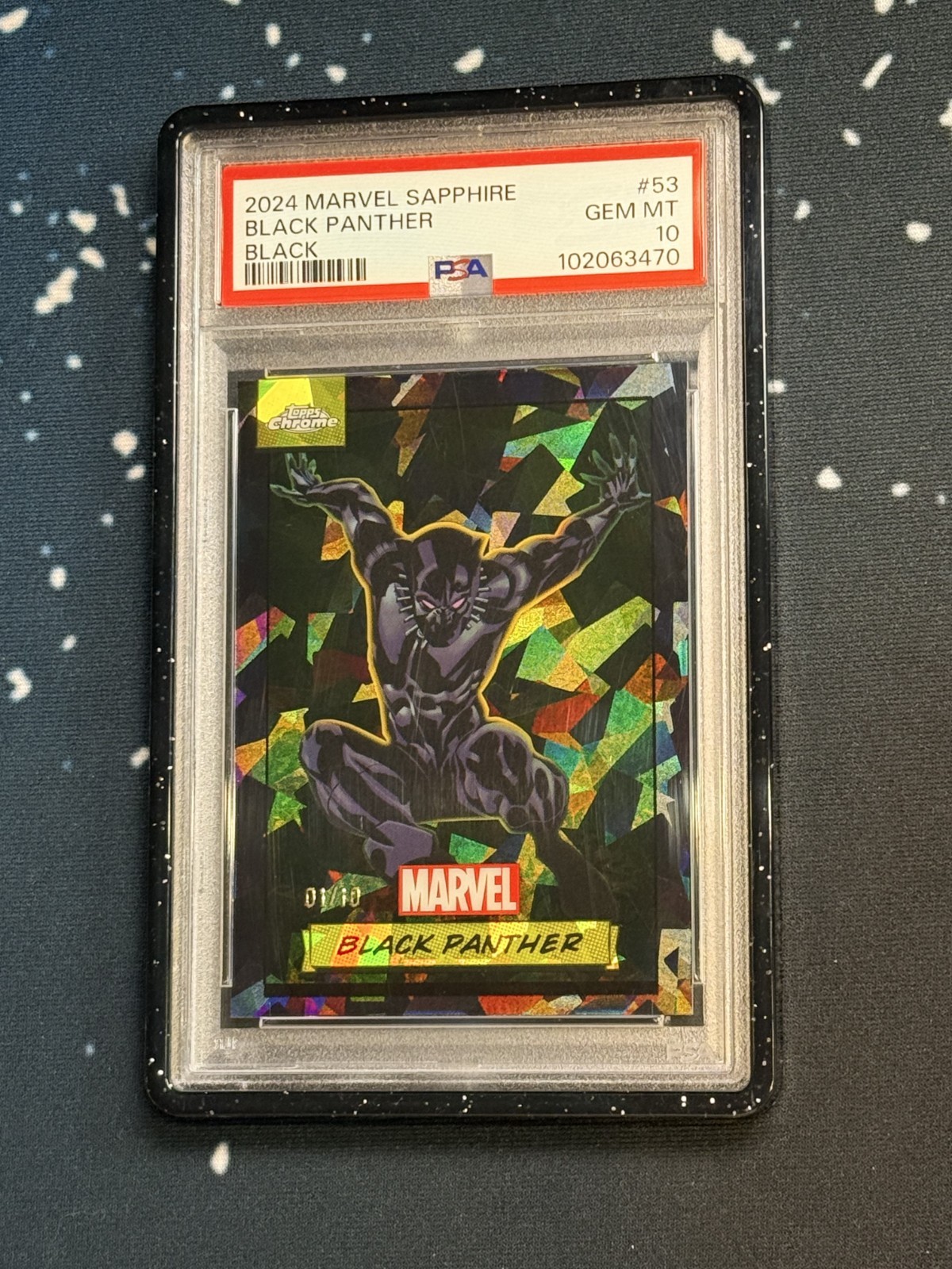 2024 Topps Chrome Marvel Sapphire Black Panther BLACK Refractor #1/10 PSA 10