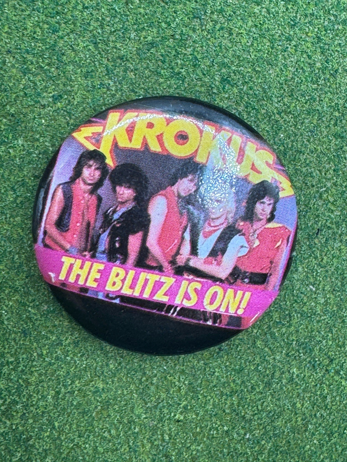 1980s Krokus Pinback The Blitz Is On Button Vintage Pin RARE HTF Heavy Metal 80s 1980s Krokus Pinback The Blitz Is On Button Vintage Pin RARE HTF Heavy Metal 80s