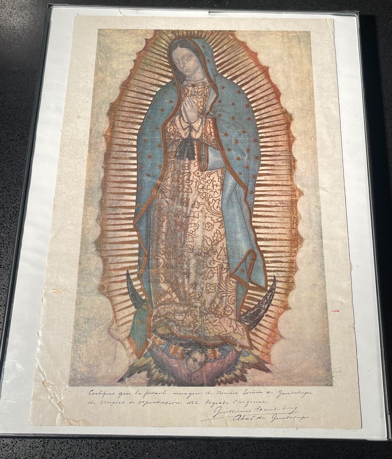 Vintage Our Lady of Guadalupe Canvas Mounted Print Signed Abbot Schulenburg Asis