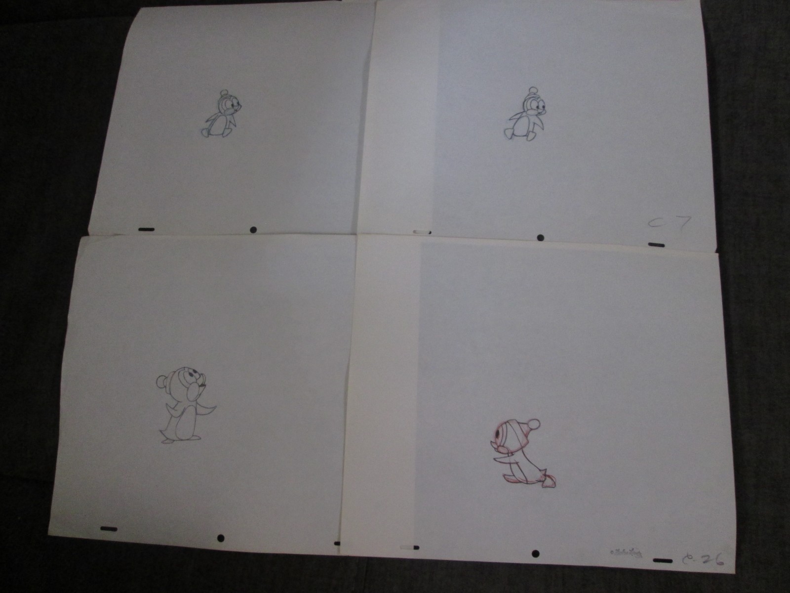 Walter Lantz Chilly Willy drawing set of 10 Drawings 1960\'s cel