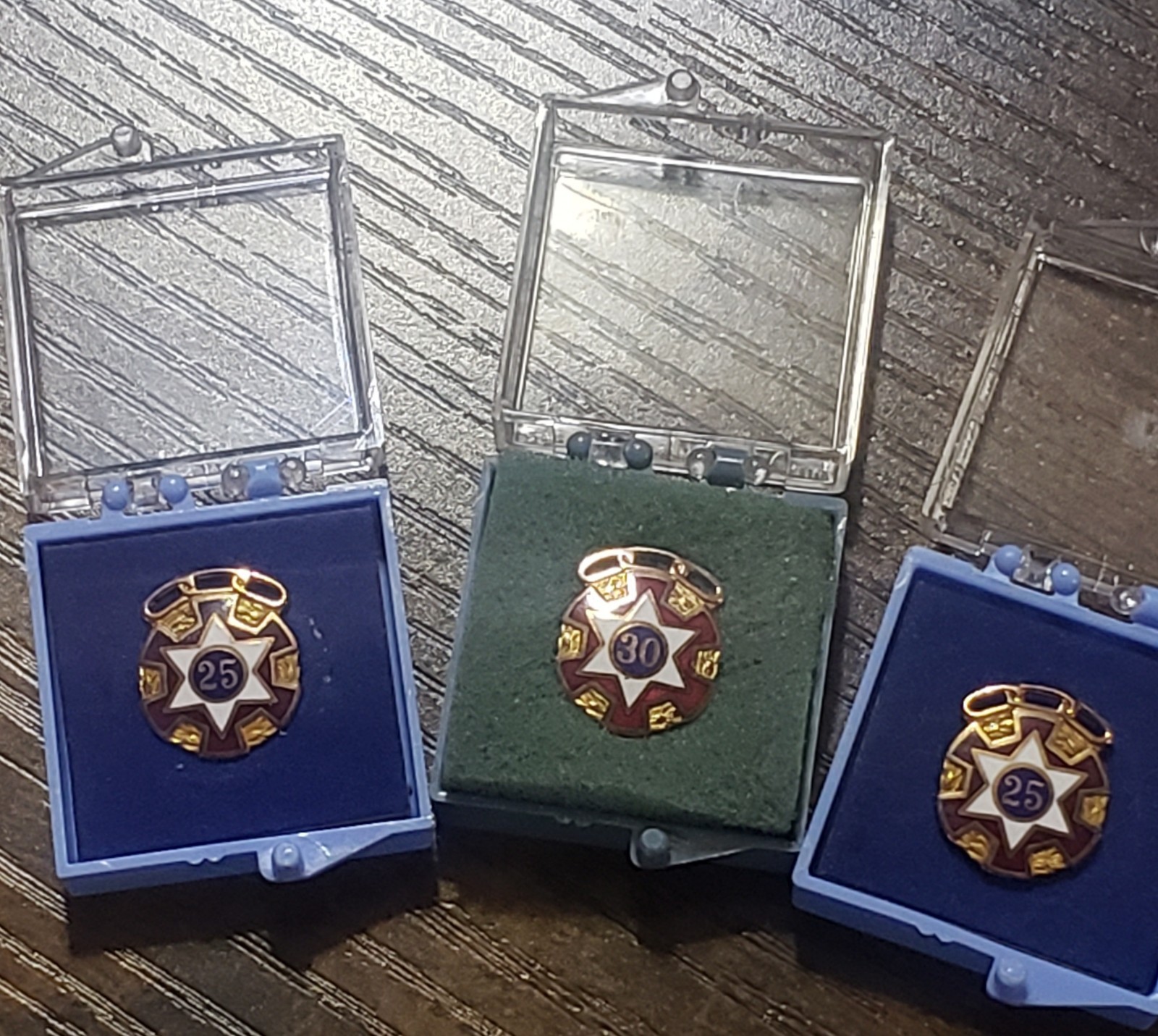 Vintage IOOF 10k Gold Service Pin Set 25 & 30 Yr Odd Fellows Fraternal