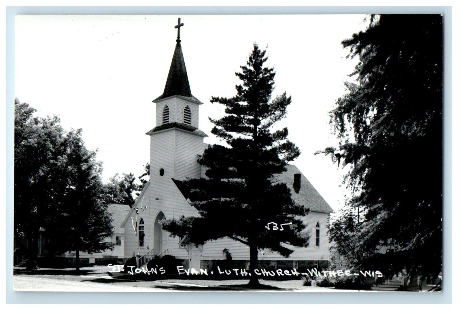 c1950's John's Evan Lutheran Church Withee Wisconsin WI RPPC Photo Postcard