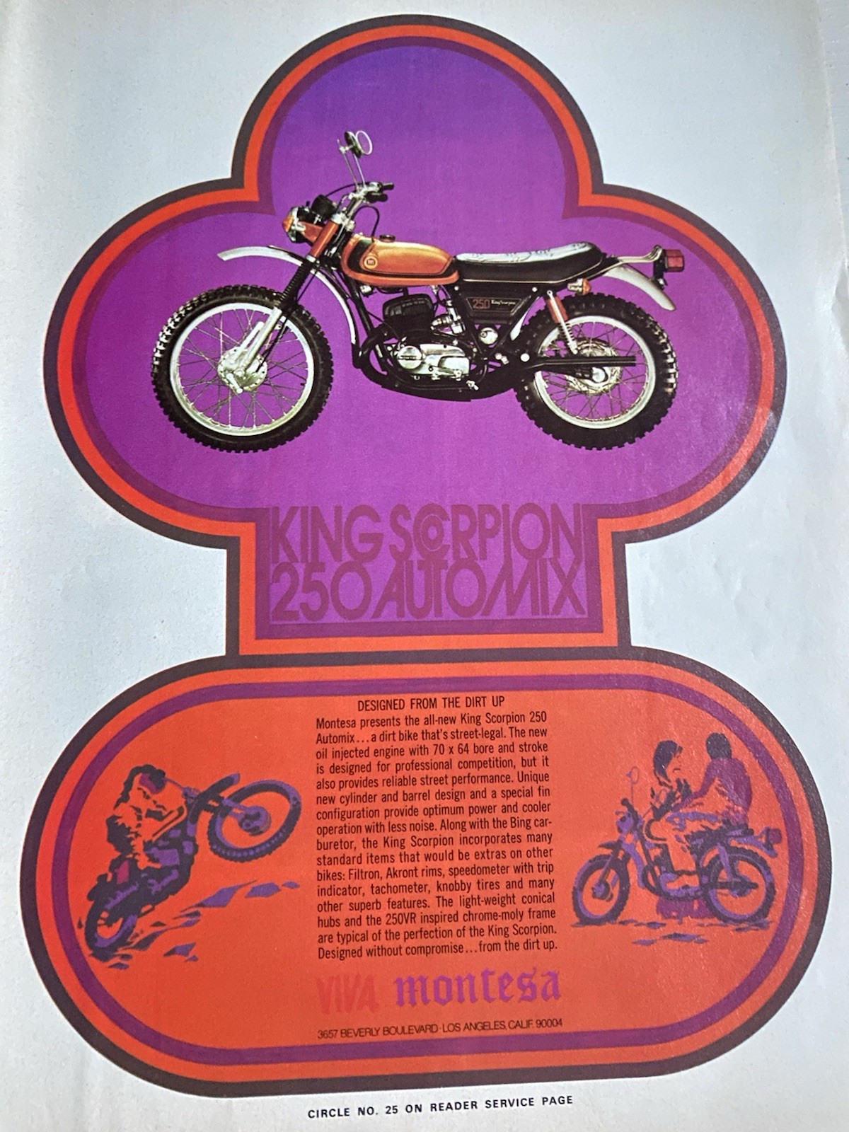 70s Vintage Montesa King Scorpion Motorcycle Advertisement 1970s Print Ad