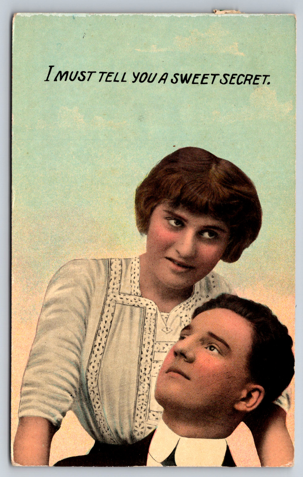 Antique Romance Postcard c1910s Lovers I Must Tell You A Sweet Secret