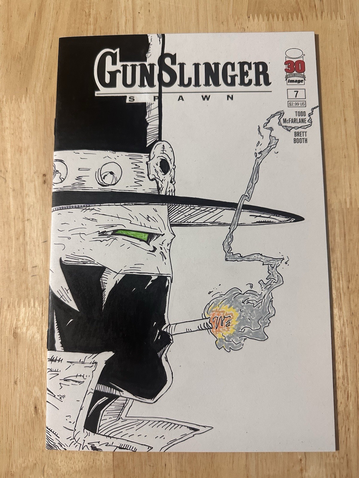 Gunslinger Spawn 7 Blank Cover Sketch By Me Comic Art after McFarlane