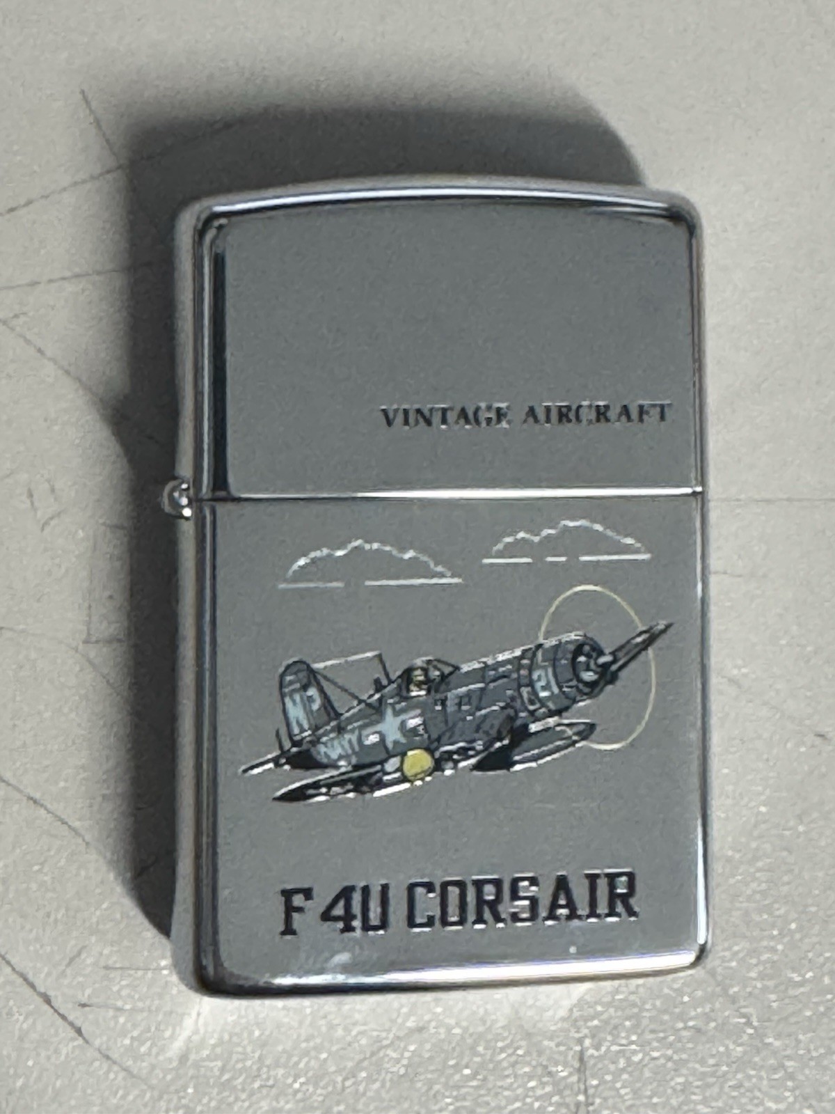 ZIPPO 1993 VINTAGE AIRCRAFT SERIES F 4U CORSAIR CHROME LIGHTER SEALED N BOX H451