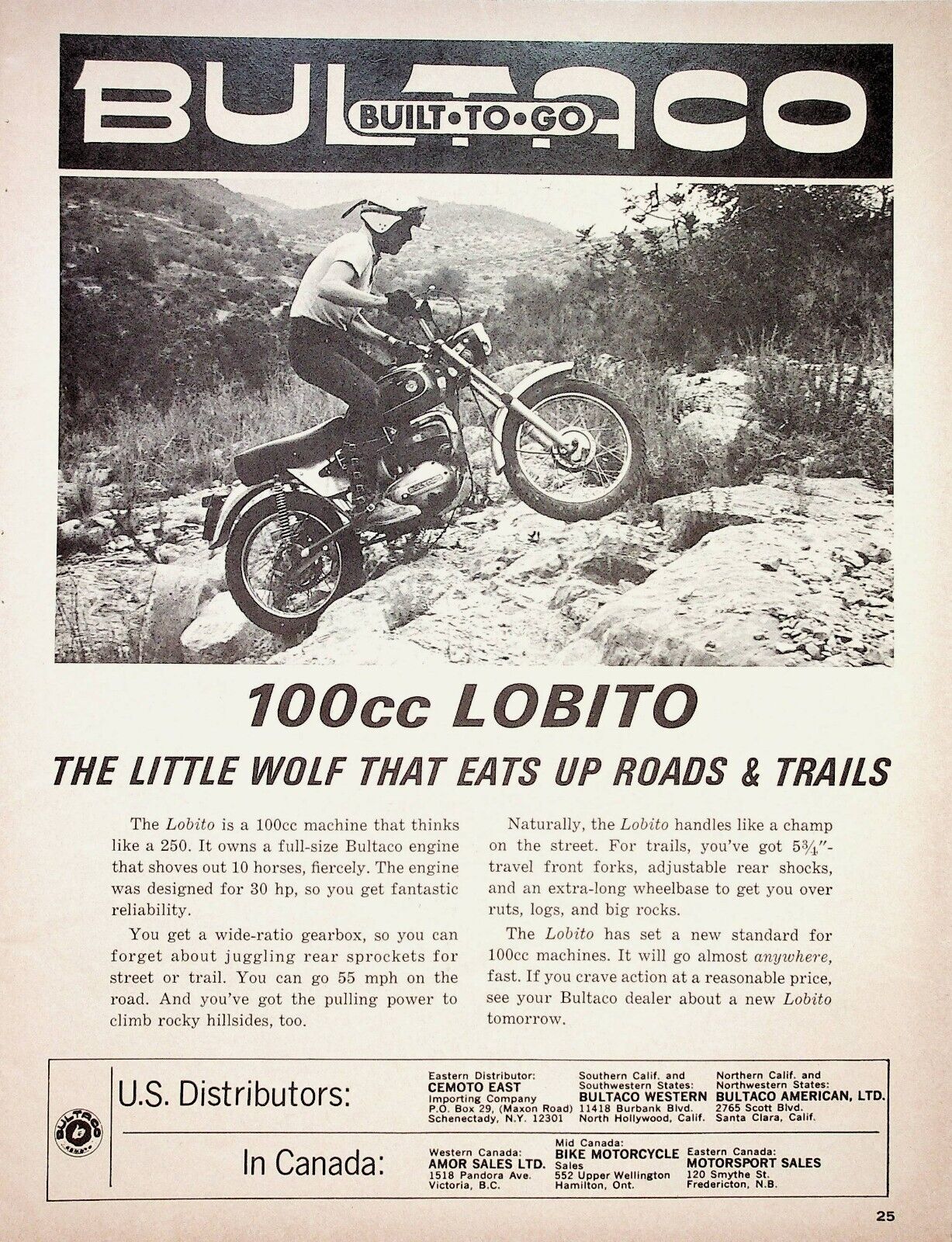 1966 Bultaco Lobito 100 - Vintage Motorcycle Ad