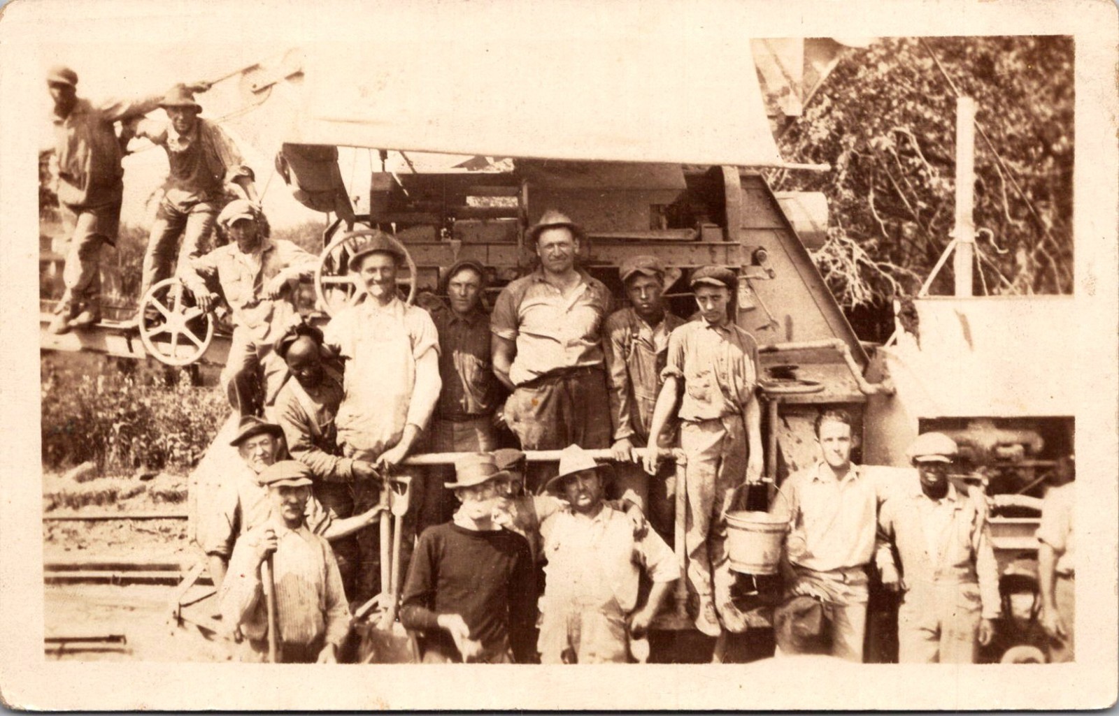 African American Workers With Vintage Road Mach RPPC Real Photo Postcard 4P23-1
