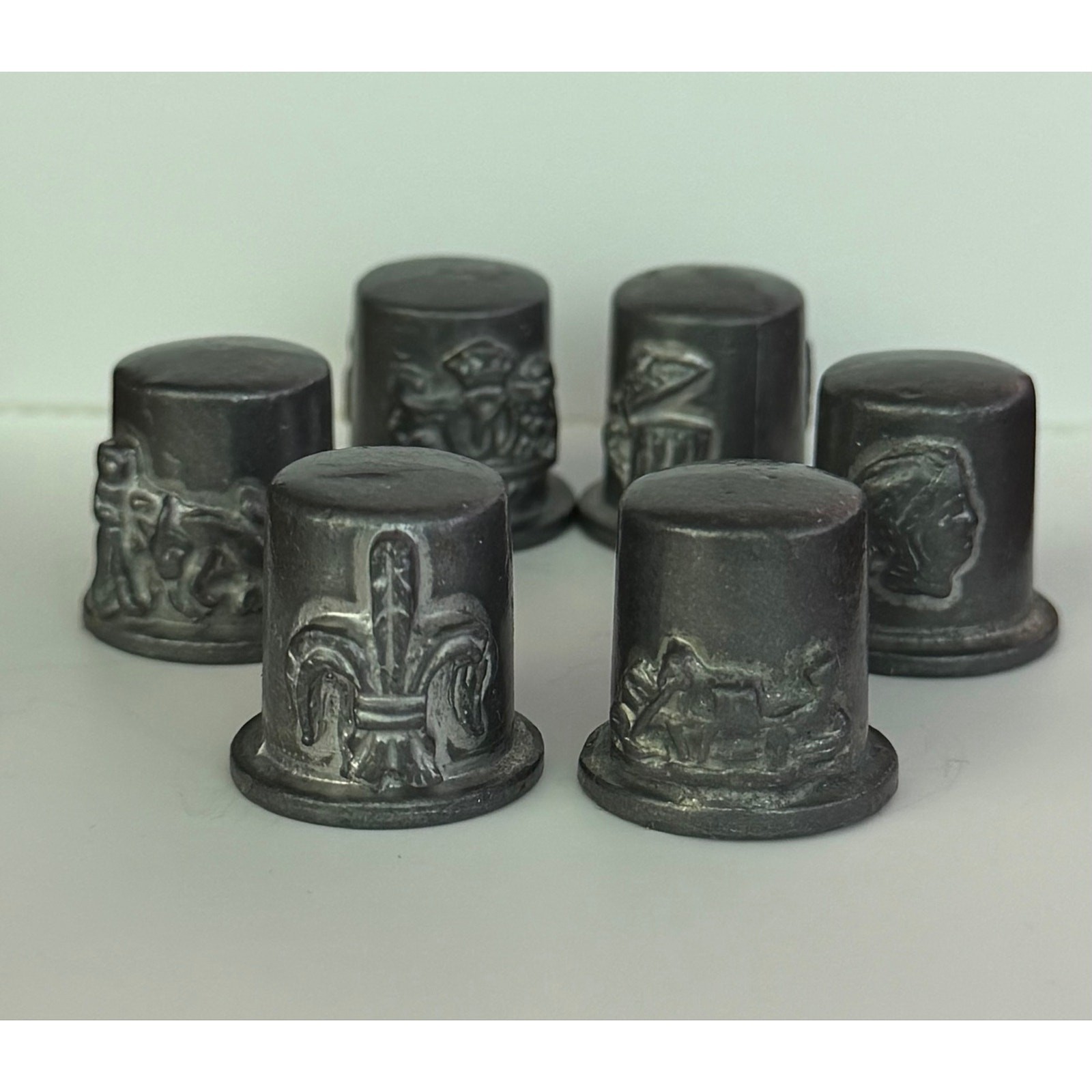 Relief Design Collectible Sewing Thimbles Pewter Lot of 6 Vintage