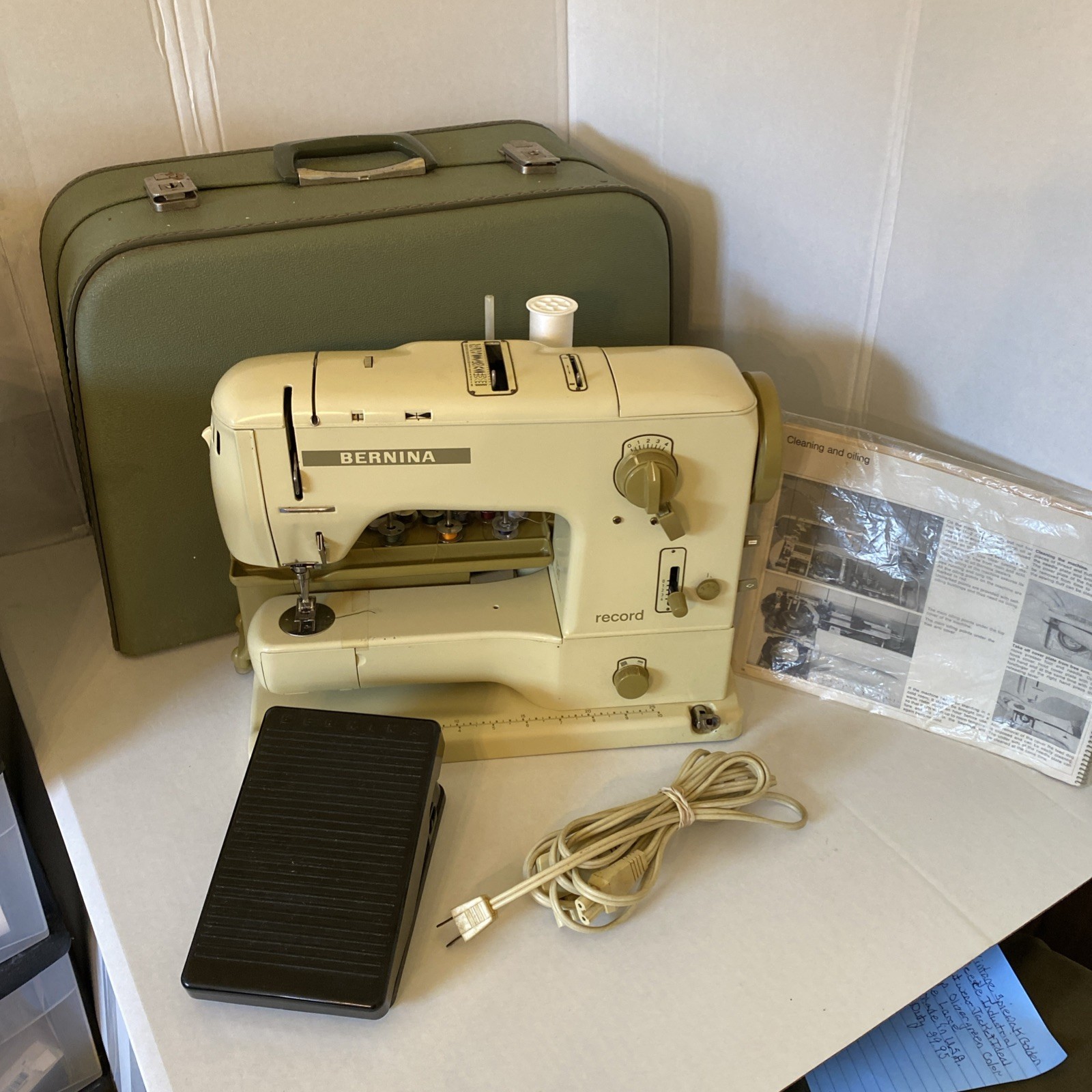 Vintage Bernina Record 730 Sewing Machine Swiss made working with case and acc.