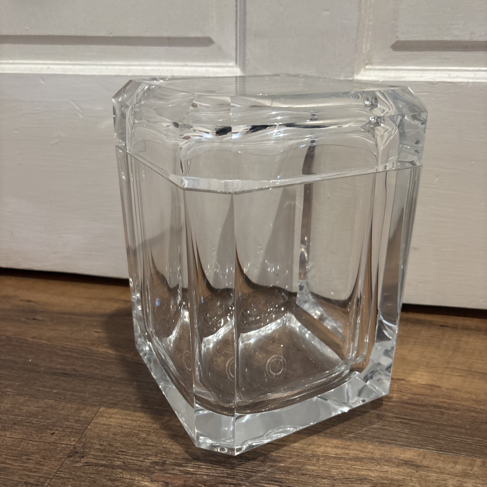 Vintage 70s Faceted Lucite Swivel Ice Bucket Albrizzi Style MCM Acrylic Barware