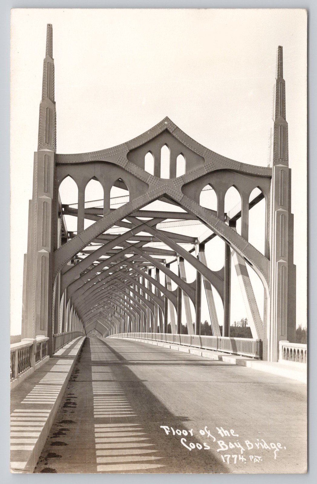 North Bend Oregon Coos Bay Bridge Floor View RPPC Real Photo Postcard