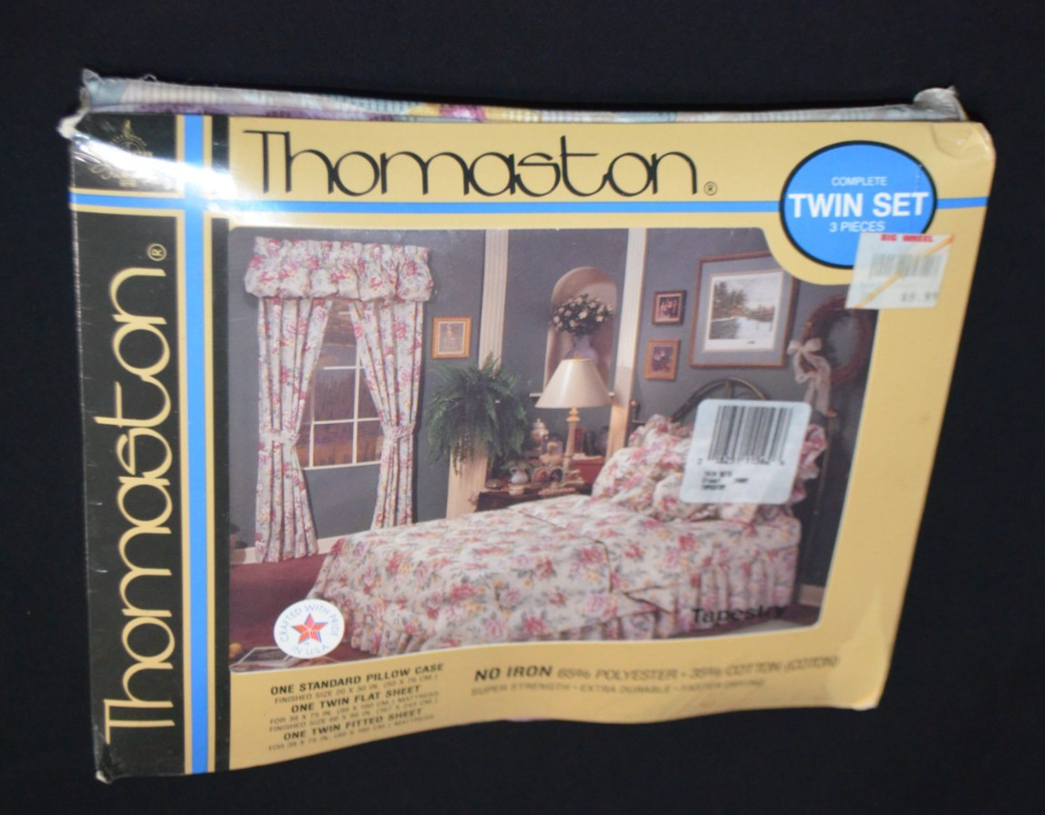 Vintage 1980\'s Thomaston Tapestry Twin Bed Sheet Set Full Fitted Pillow Case New